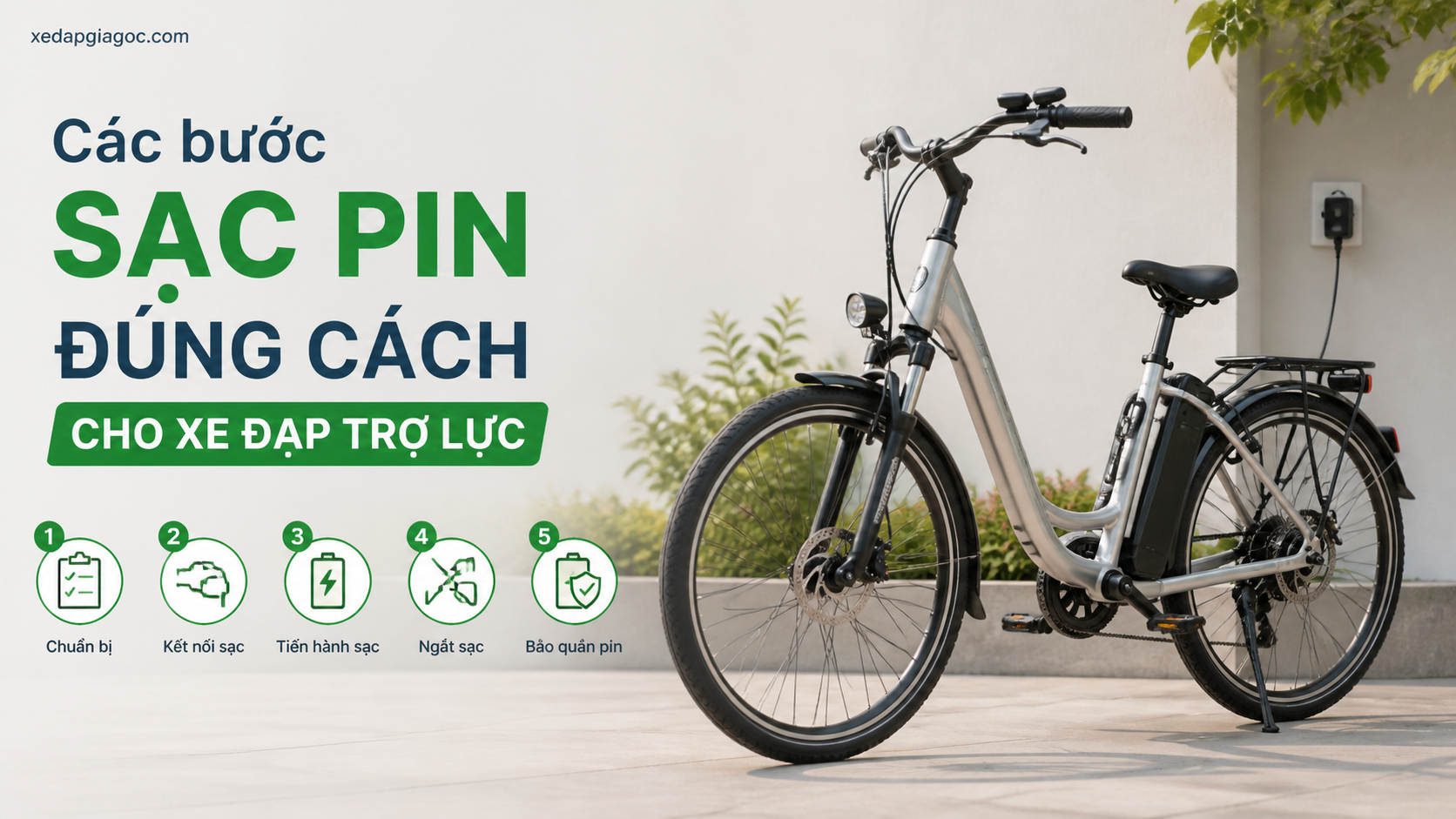 Bao lâu nên sạc pin xe đạp trợ lực 1 lần? Các bước sạc pin đúng cách cho xe đạp trợ lực