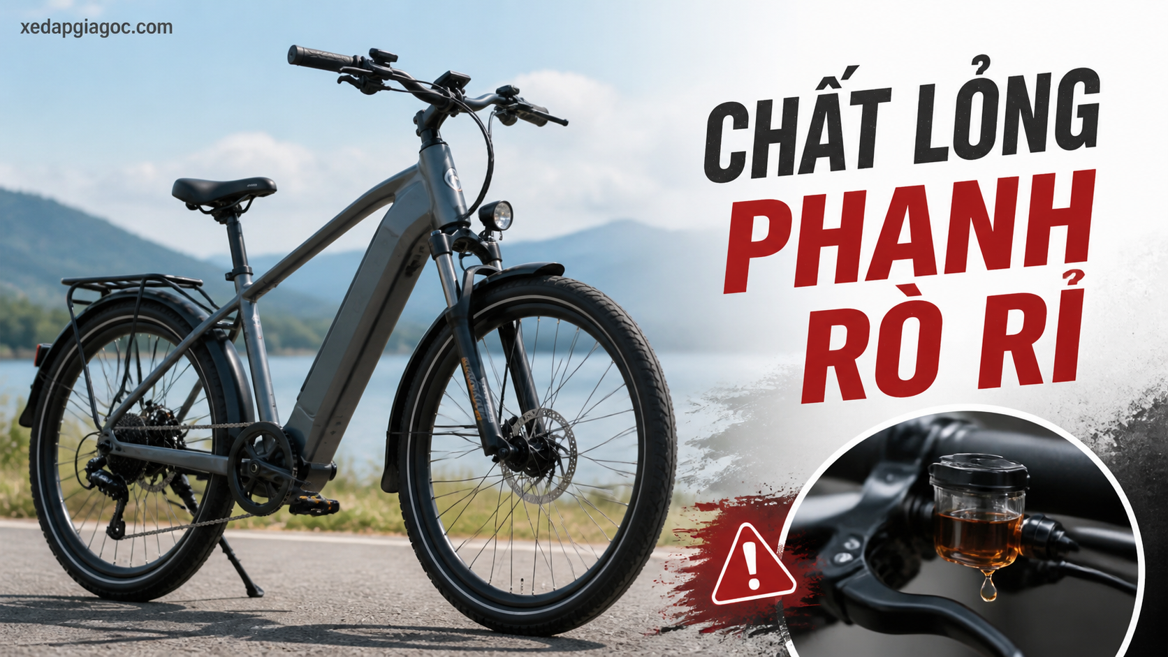 5 dấu hiệu phanh đĩa trên xe đạp trợ lực xuống cấp và cần thay ngay Chất Lỏng Phanh Rò Rỉ