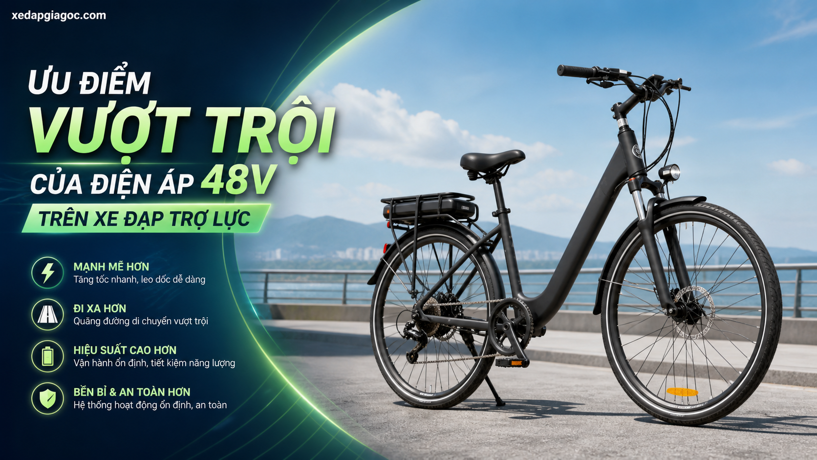 Ưu điểm vượt trội của điện áp 48V trên xe đạp trợ lực Ưu điểm vượt trội của điện áp 48V trên xe đạp trợ lực